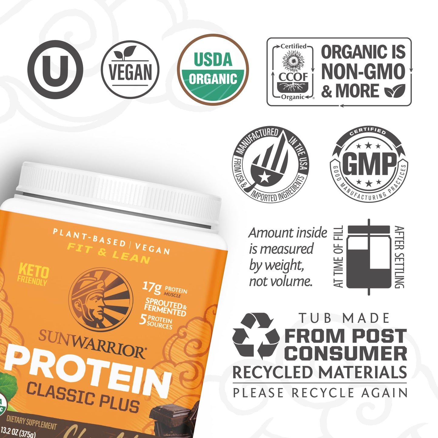 Brown Rice Protein Powder with Bcaa & Amino Acids Raw Rice Protein Shake Gluten Free Low Carb Dairy Free | Plant Based Classic Sprouted Brown Rice Protein Powder Natural 375g by Sunwarrior - Nirvana Guru