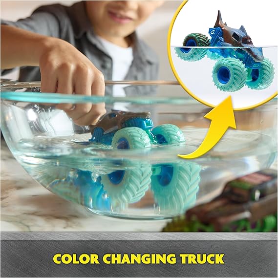 Monster Jam Mud Blasters, Grave Digger and Megalodon Color Changing Trucks 2-Pack, 1:64 Die Cast Vehicle, Kids Toys for Boys and Girls 3 and Up nirvanaguru