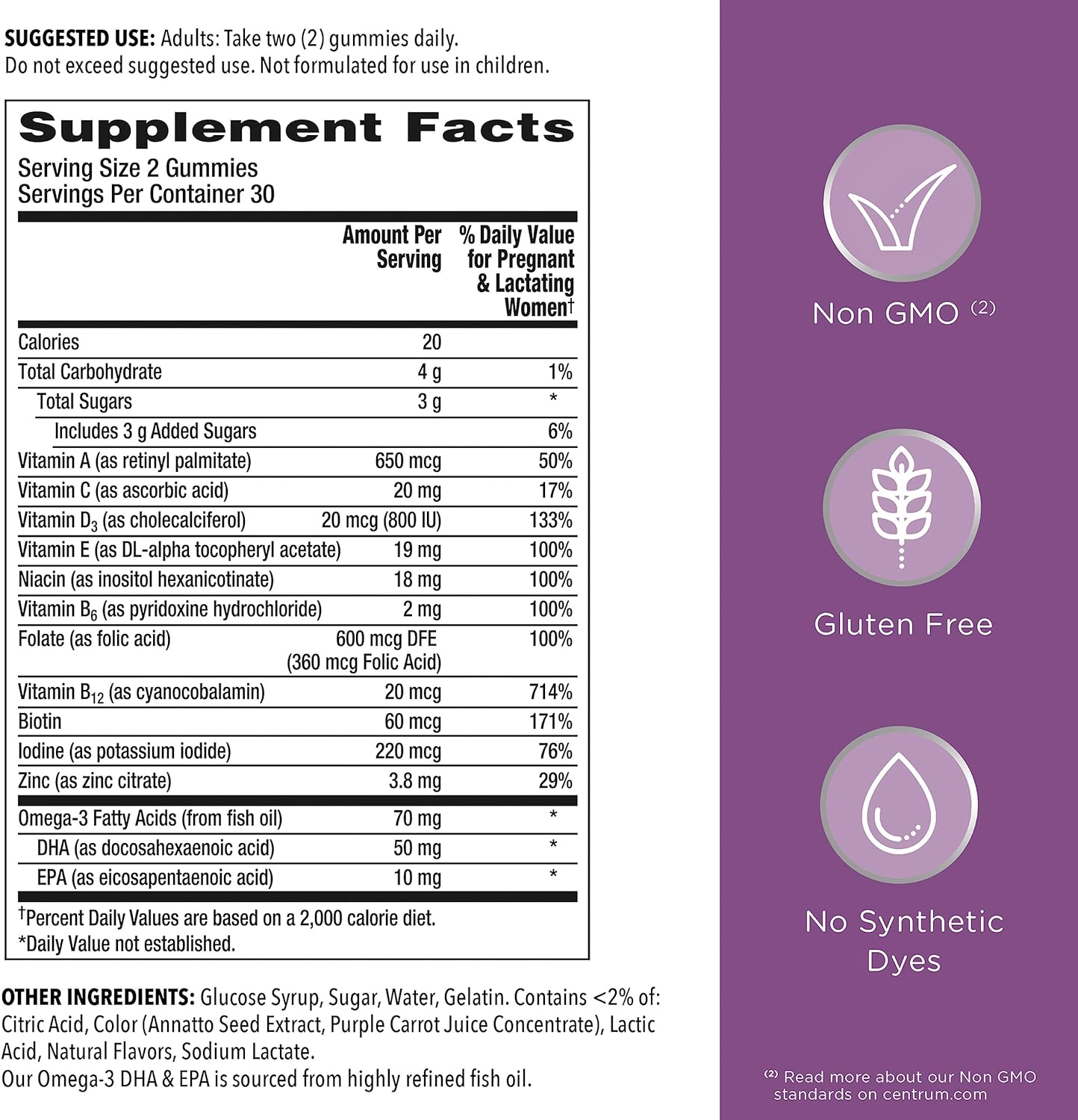 Centrum Prenatal Multivitamin Gummies with DHA and Folic Acid, Mixed Berry and Orange Flavors - 60 Count, 30 Day Supply Nirvana Guru