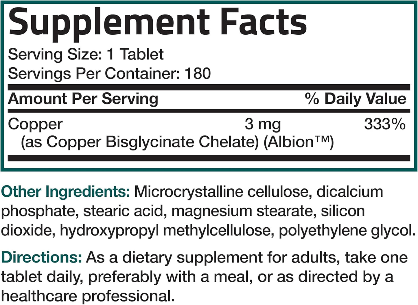 Bronson Copper Glycinate 3mg Chelated Superior Absorption Non-GMO, 180 Vegetarian Tablets Nirvana Guru