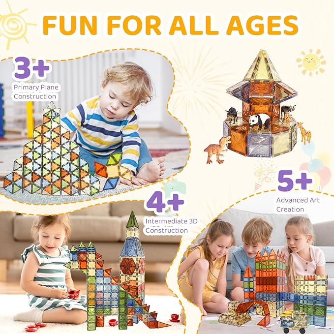100 PCS Magnetic Tiles, Diamond Magnetic Blocks Building Set Magnet Tiles STEM Toys 3D Kids Preschool Educational Sensory Toys Gift for Toddlers Kids Boys Ages 3 4 5 6 7 8 9+ Year Old nirvanaguru
