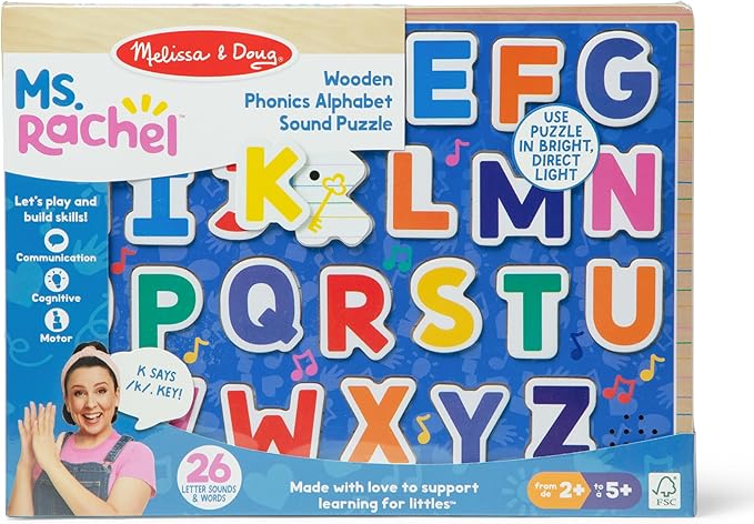 Melissa & Doug® Ms. Rachel™ Wooden Phonics Alphabet Sound Puzzle with Light-Activated Sound Effects, 24-Piece Toddler Toys for Boys and Girls Ages 2+ Years - FSC Certified nirvanaguru