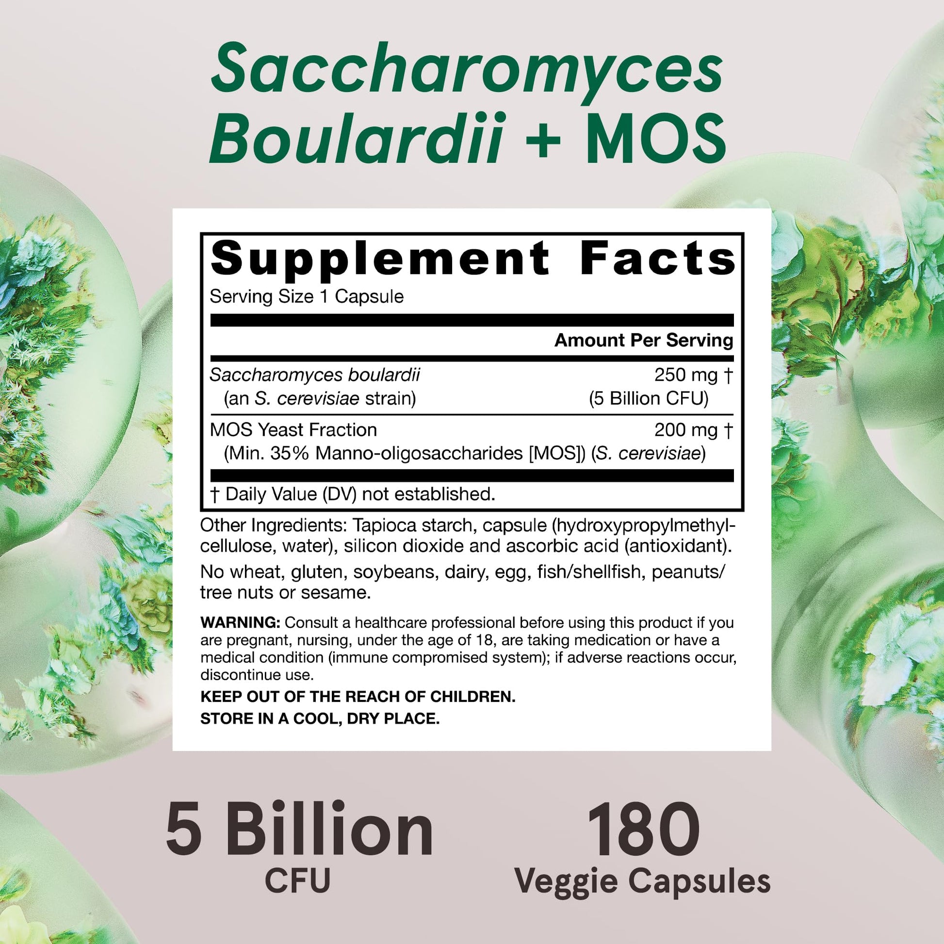 Jarrow Formulas Saccharomyces Boulardii Probiotics + MOS 5 Billion CFU Probiotic Yeast for Intestinal Health Support, Gut Health Supplements for Women and Men, 180 Veggie Capsules, 180 Day Supply - Nirvana Guru