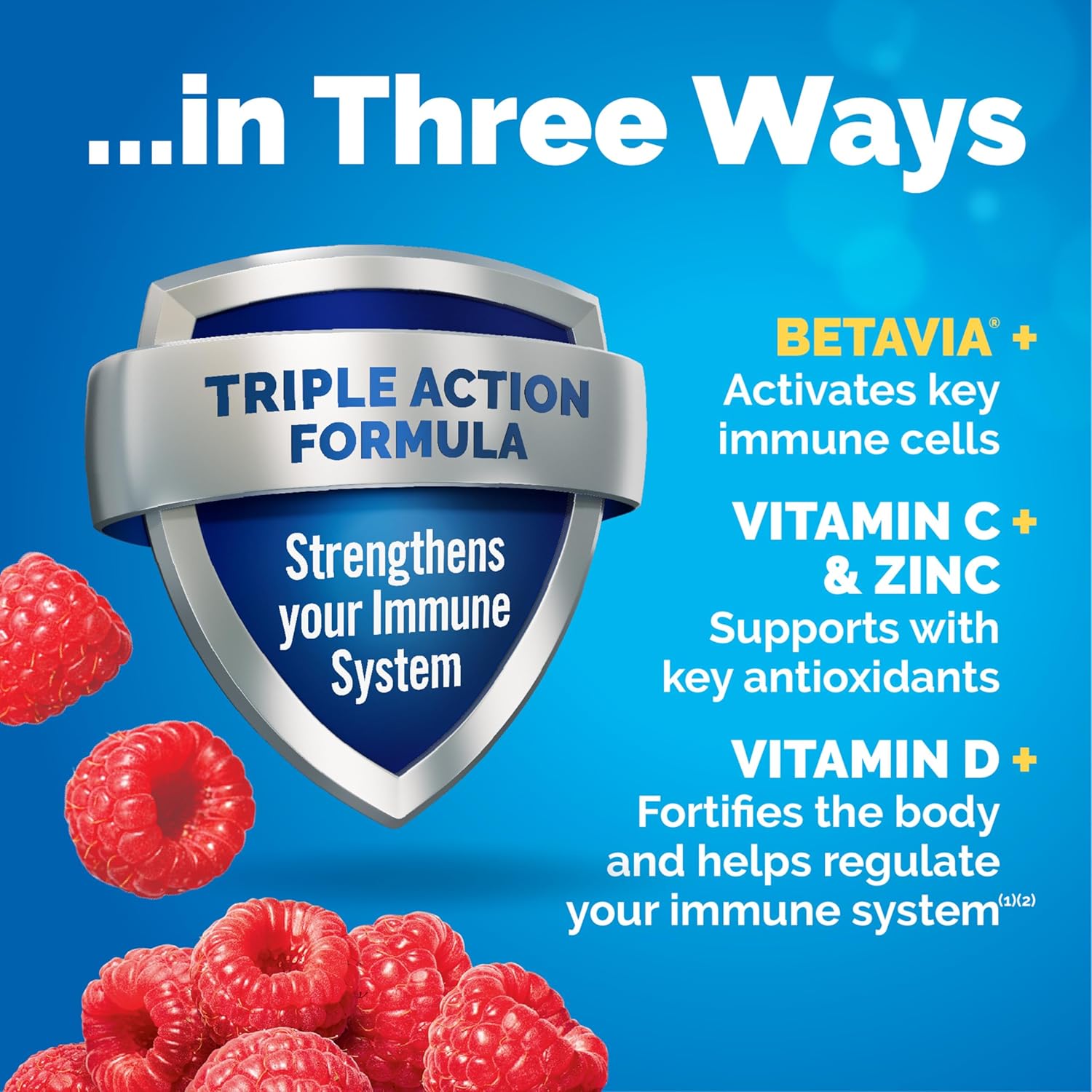 Emergen-C Immune+ Triple Action Immune Support Powder, BetaVia (R), 1000mg Vitamin C, B Vitamins, Vitamin D and Antioxidants, Raspberry – 30 Count Nirvana Guru