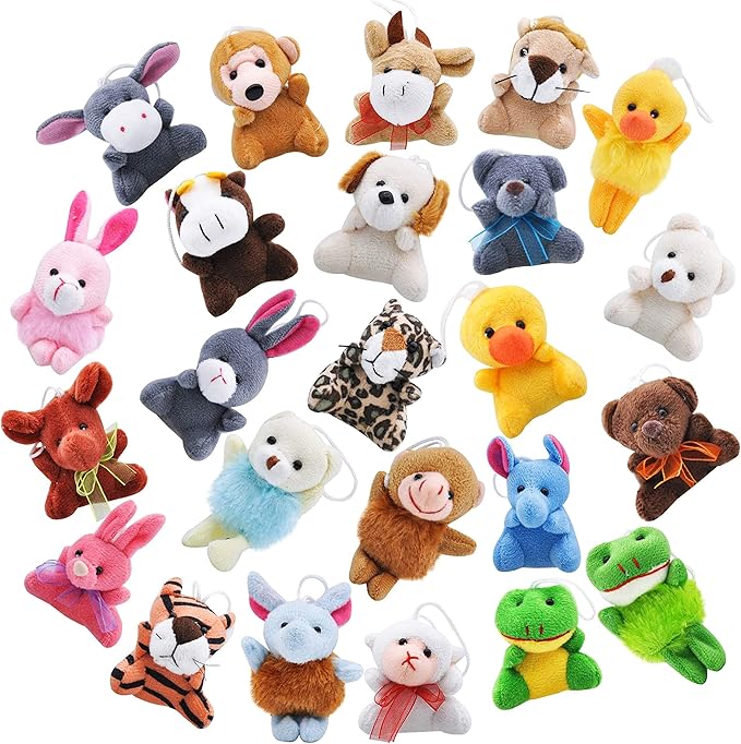JOYIN 24 Pack Mini Animal Plush Toy Assortment (24 Units 3" Each), Animals Keychain Decoration for Kids, Small Stuffed Animal Bulk for Kids, Carnival Prizes, School Gifts, Halloween Goodie Bags nirvanaguru