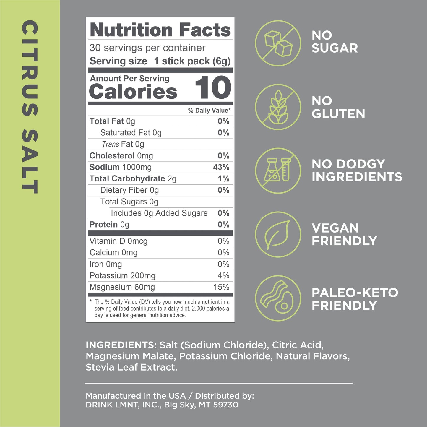 LMNT Zero Sugar Electrolytes - Watermelon Salt | Drink Mix | 30-Count