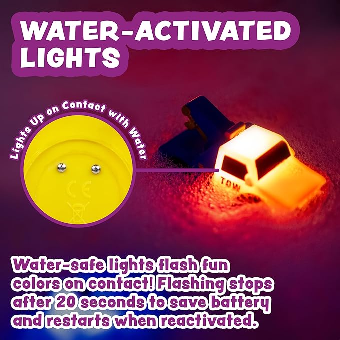 Tub Works® Emergency™ Cars Light Up Bath Toys, 6 Pack | Water-Activated Light Up Toys Flash & Change Color | Soft, Squeezable Baby & Toddler Bath Toys | Sensory Toys with Bath Lights for Kids Bath nirvanaguru