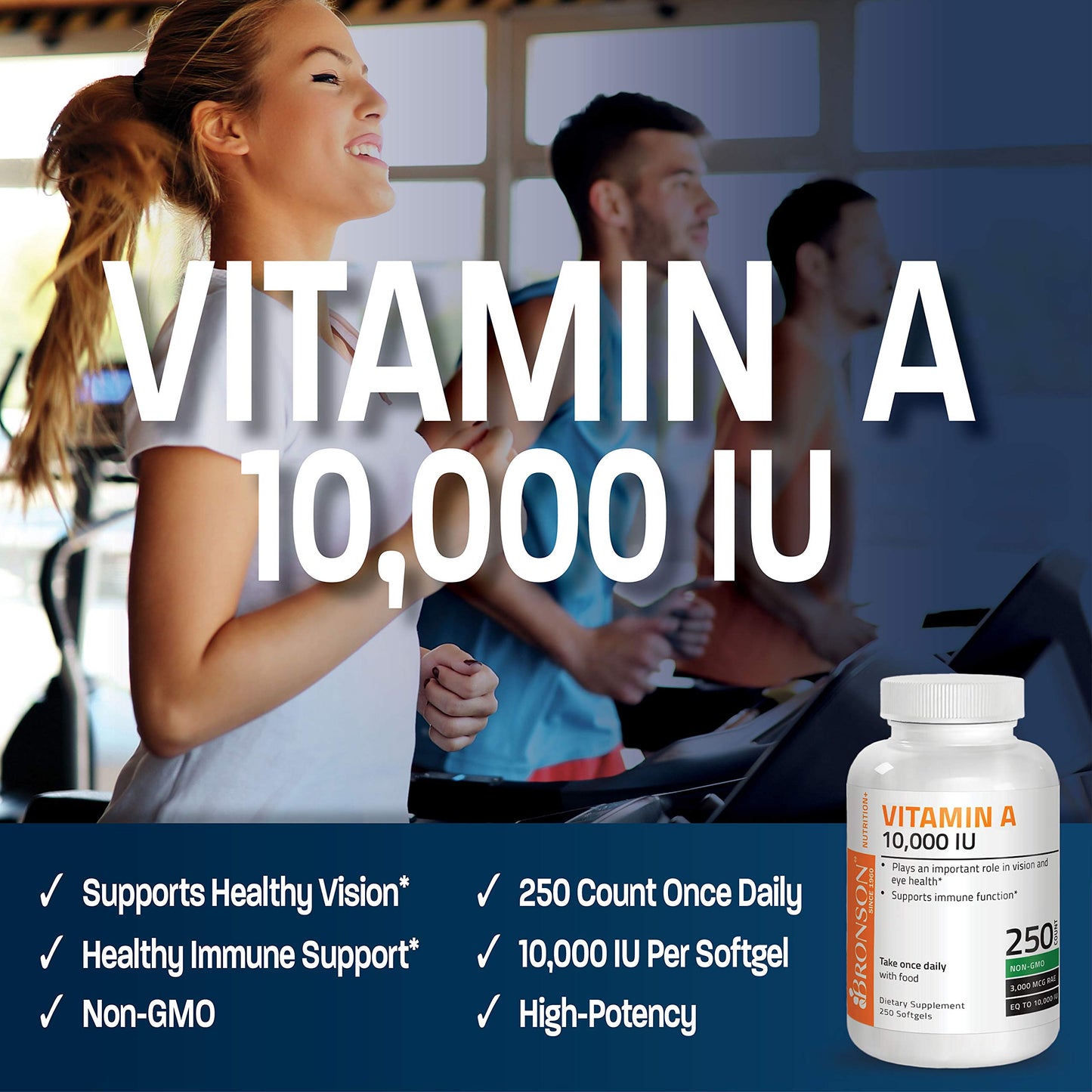Bronson Vitamin A 10,000 IU Premium Non-GMO Formula Supports Healthy Vision & Immune System and Healthy Growth & Reproduction, 250 Softgels Nirvana Guru