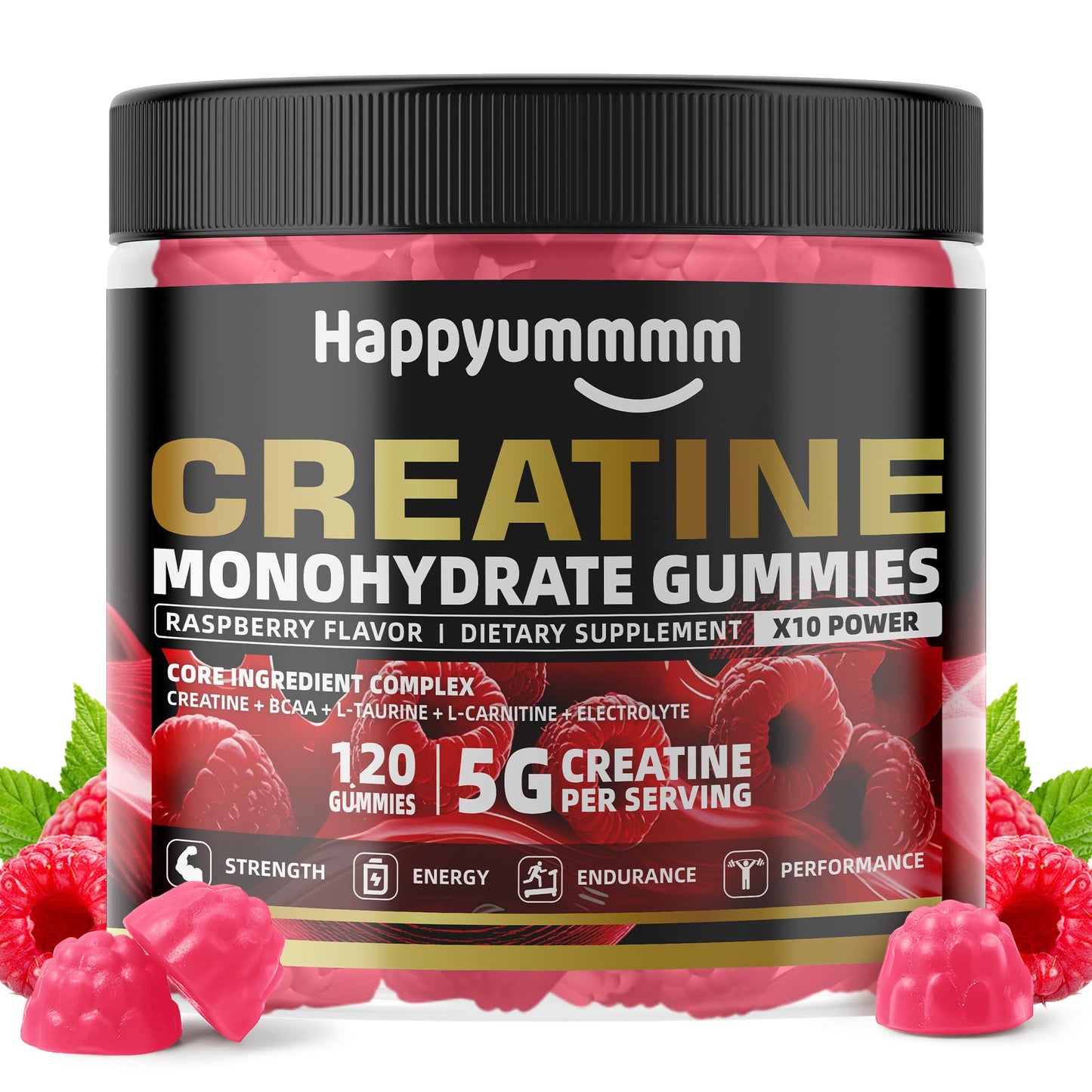 Creatine Monohydrate Gummies 5000mg for Men & Women, Chewables Creatine Monohydrate for Muscle Strength, Muscle Builder, Energy Boost, Pre-Workout Supplement(90 Count)-Strawberry.