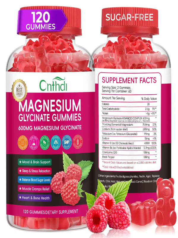Magnesium Glycinate Gummies 600mg, High Absorption Magnesium Gummies with L-Threonate, Calcium, Vitamin B6, D3, Sugar Free Chews for Adults & Kids Relaxation, Stress Relief, Night Rest Nirvana Guru