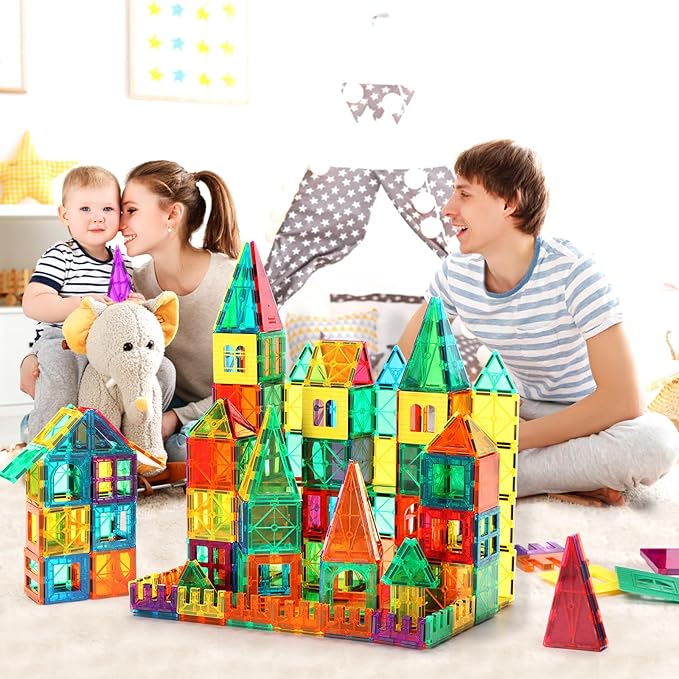 FNJO Magnetic Tiles, 110PCS Magnet Building Set, Magnetic Building Blocks,Construction STEM Learning and Playing Toys for Kids, Montessori Toy for Preschool Boys Girls Toddlers Classroom Must-Haves Nirvana Guru