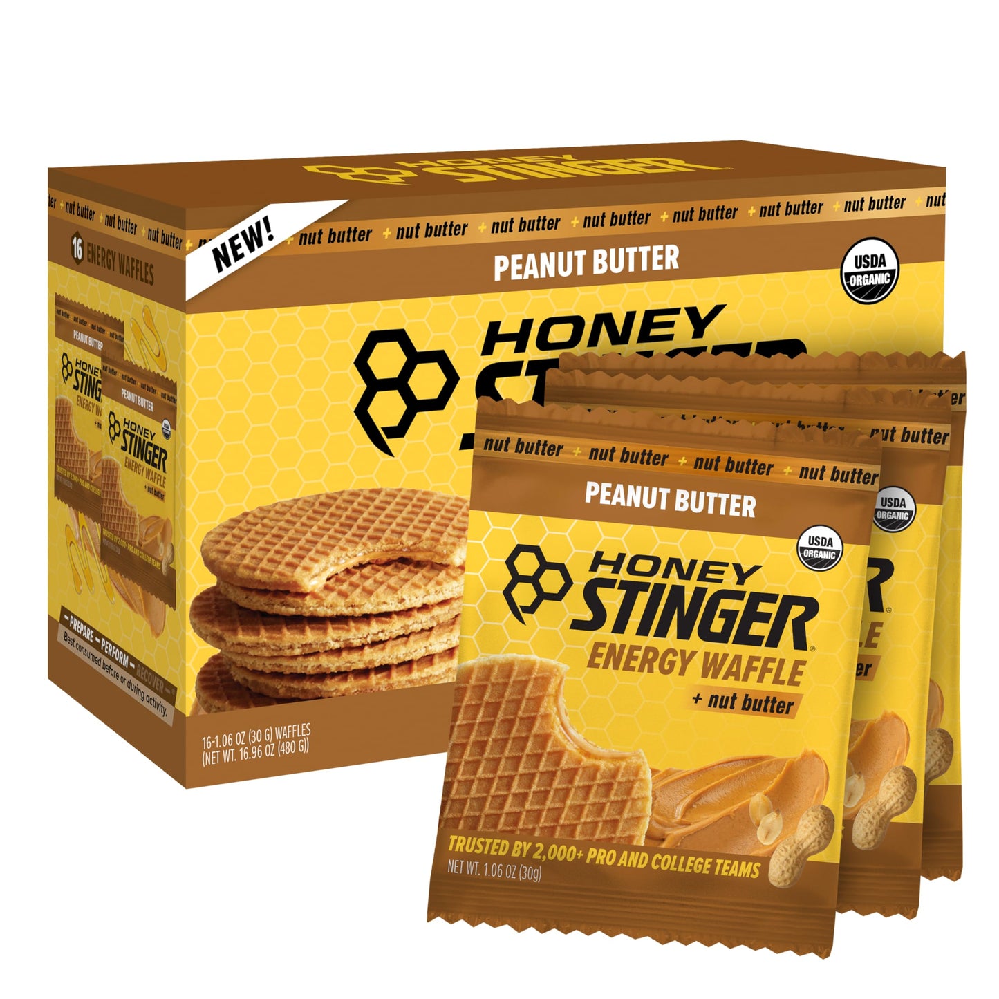 Honey Stinger Organic Honey Waffle Energy Stroopwafel for Exercise, Endurance and Performance Sports Nutrition for Home & Gym, Pre and Post Workout Box of 16 Waffles, 16.96 Ounce (Pack of 16)