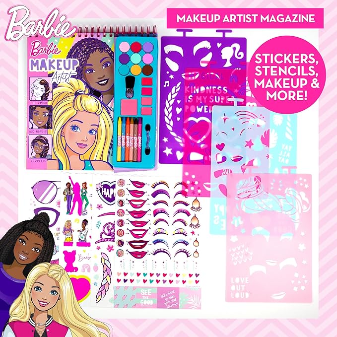 Horizon Group USA Barbie Magazine - Create Hair & Makeup Looks with 130+ Stencils, 180+ Stickers, Crayons & Pretend Makeup nirvanaguru