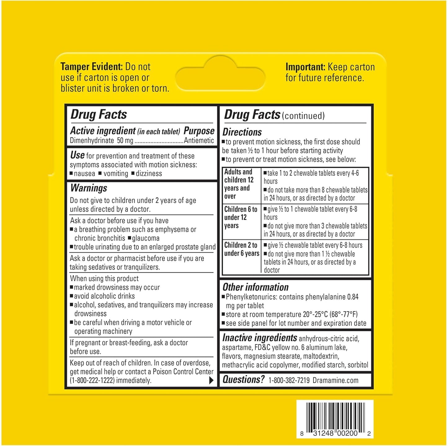 Dramamine Original, Motion Sickness Relief, 36 Count