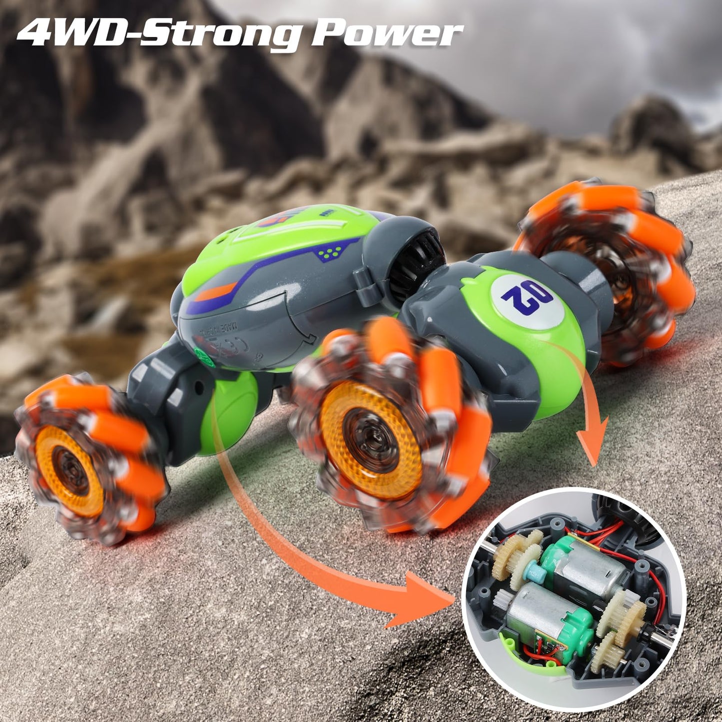 Gesture Sensing RC Stunt Car - Boys Toys Age 6-8-12, 4WD Hand Controlled Remote Control Twist Car with Light & Music, Cool Birthday Presents and Ideas Gifts for Kids Age 7 9 10 11 12 Years Old Nirvana Guru