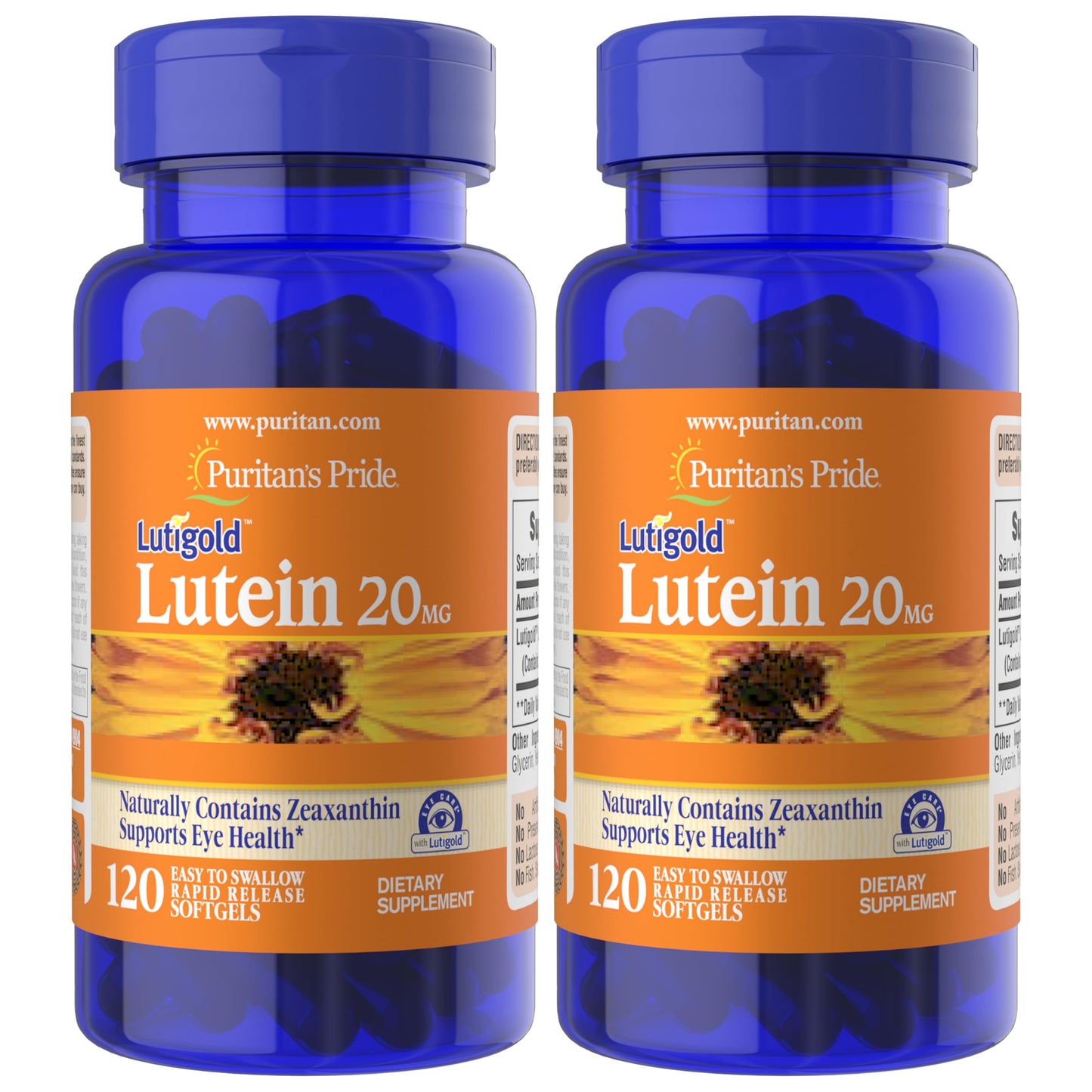 Puritan's Pride Premium Lutigold Lutein Carotenoid 40mg with Zeaxanthin for Men and Women, Dietary Supplement for Eye Health Support, 8 Month Supply, 120 Easy-to-Swallow Softgels Nirvana Guru