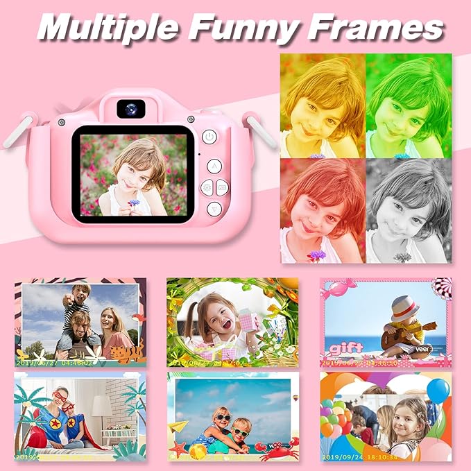 Goopow Kids Camera Toys for 3-8 Year Old Girls Boys,Children Digital Video Camcorder Camera with Cartoon Soft Cover, Best Chritmas Birthday Festival Gift for Kids - 32G SD Card Included nirvanaguru