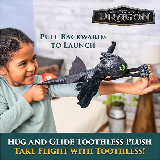 Dreamworks Dragons How to Train Your Dragon, Hug and Glide Toothless Plush Toy, 12” Dragon Stuffed Animal, Kids Toys for Boys Ages 4 and Up nirvanaguru