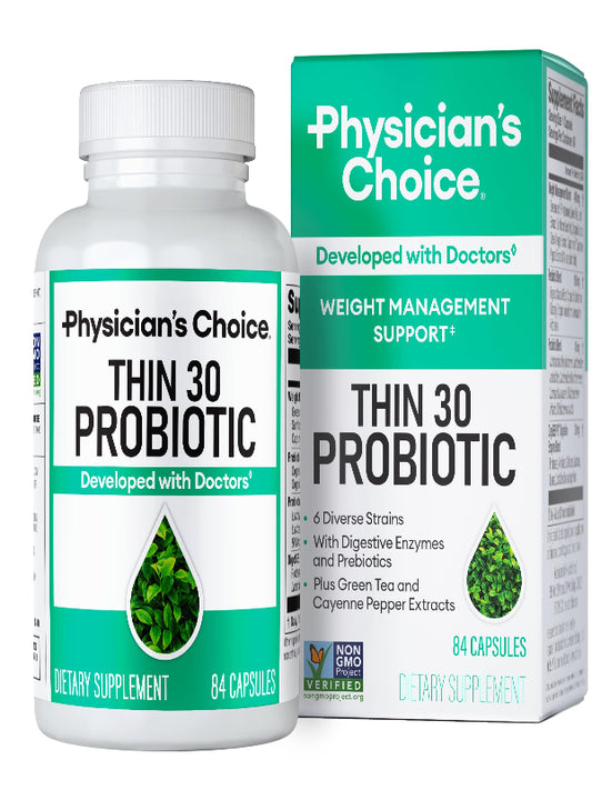 Physician's CHOICE Probiotics for Weight Management & Bloating - 6 Probiotic Strains - Prebiotics - Key ingredient Cayenne - Supports Gut Health - Weight Management for Women & Men - Green Tea - 30 CT