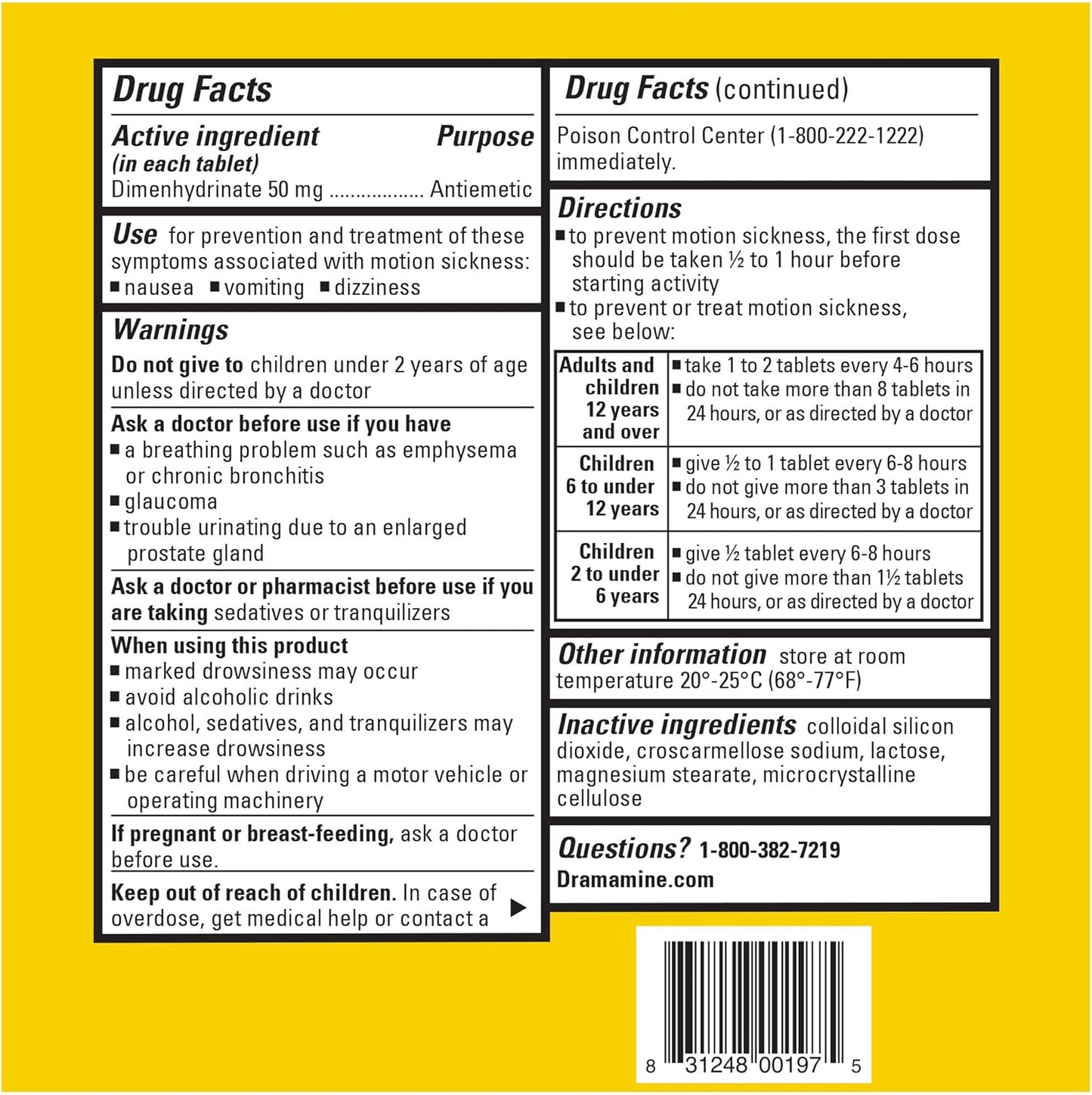 Dramamine Original, Motion Sickness Relief, 36 Count