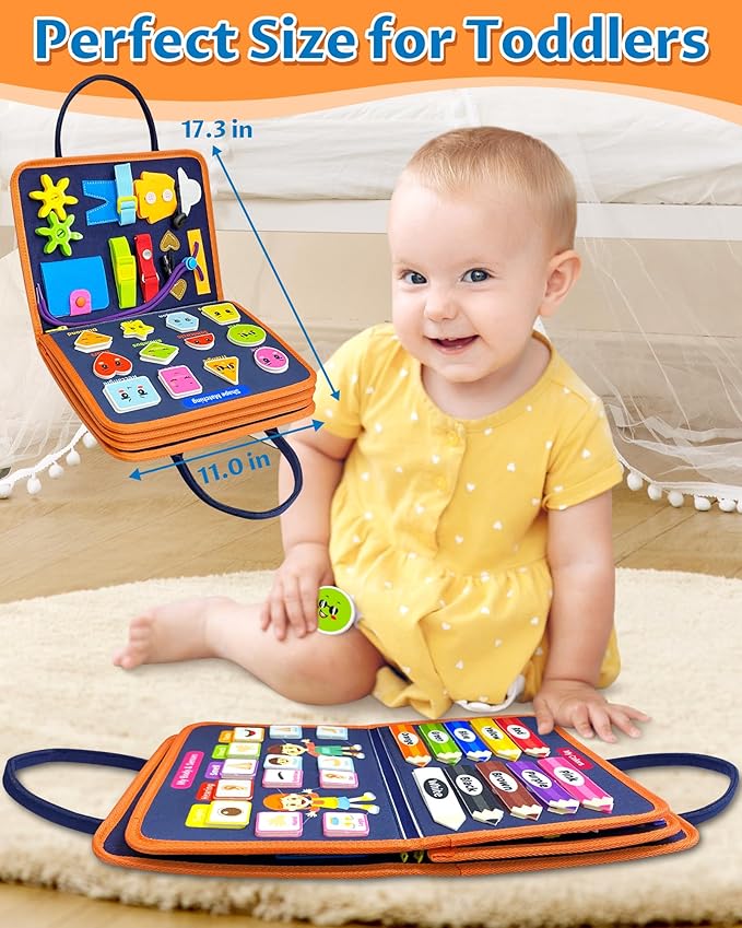 Exorany Busy Board Montessori Toys for Toddler Boy & Girl Birthday Gifts, Busy Book Learning Sensory Toys for Toddlers, Toddler Travel Toy Educational Activities Learn Fine Motor Skills nirvanaguru