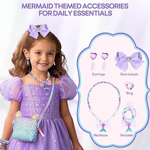 mibasies Purse for Little Girls Dress Up Jewelry Pretend Play Kids Accessories Mermaid Gifts nirvanaguru