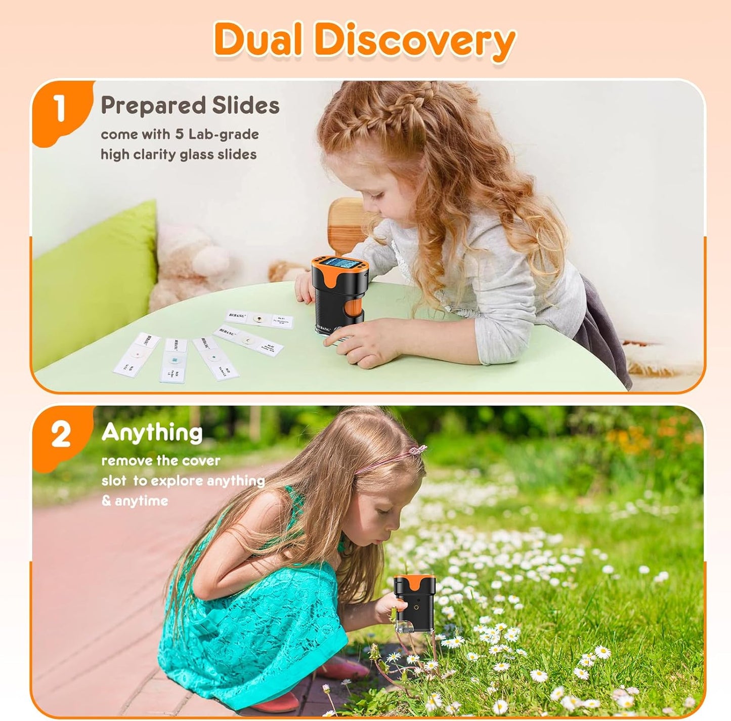 1000X Handheld Microscope for Kids 4K 2.0" Screen Rechargeable Mini Pocket Digital Microscopes w/Slides Kit Portable Edu Gift Age 4-6 8-12 Children Students Nirvana Guru