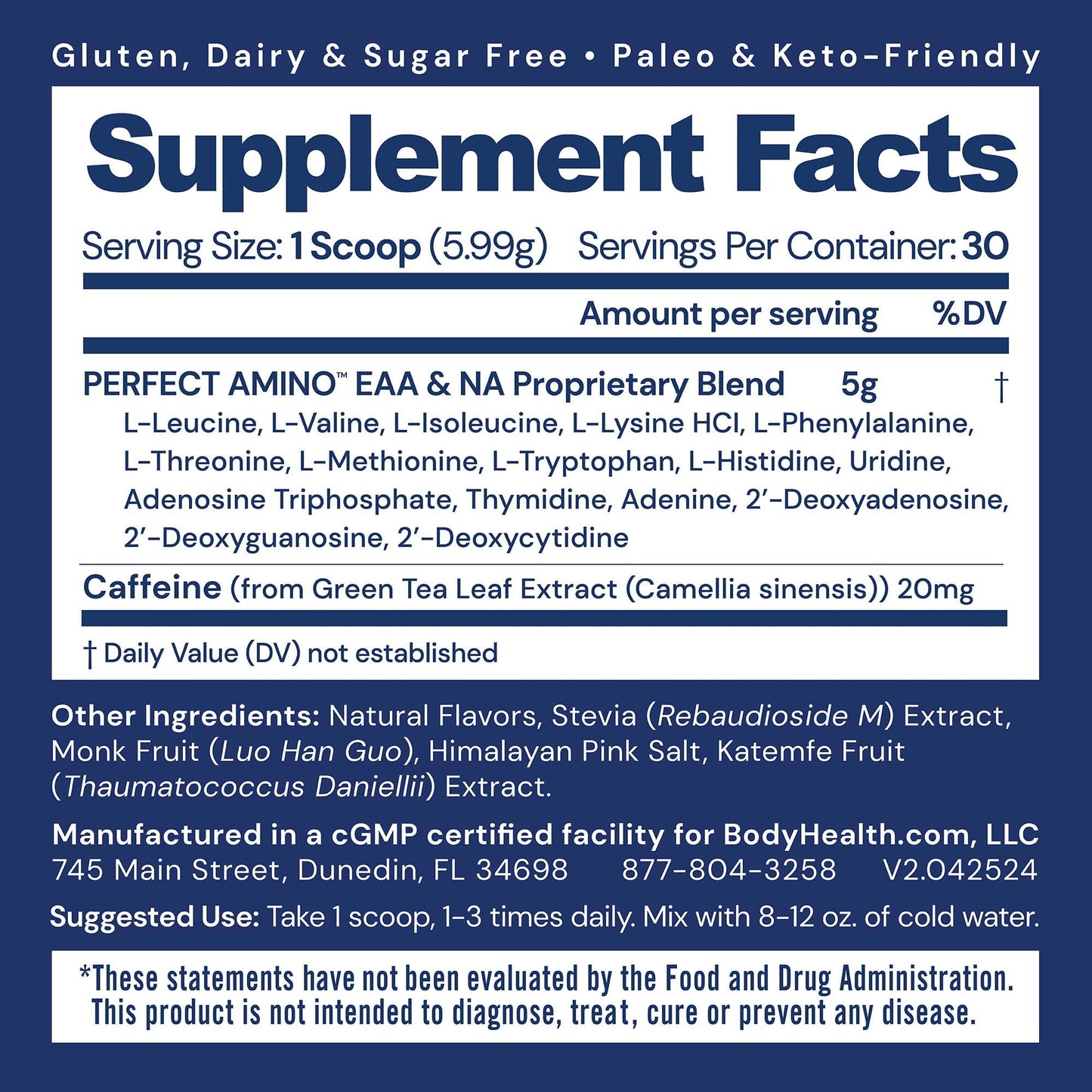 BodyHealth PerfectAmino Powder - BCAA and EAA Powder for Pre and Post Workout - Amino Acid Energy Drink for Men and Women to Support Lean Muscle and Recovery - Strawberry - 30 Servings Nirvana Guru