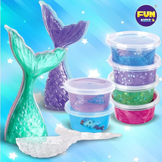 Summer Gift Mermaid Slime Kit for Girls, FunKidz Shimmer Slime Making Kit for Kids Age 8-12 DIY Soft Glitter Glossy Metallic Slime Toy Nirvana Guru