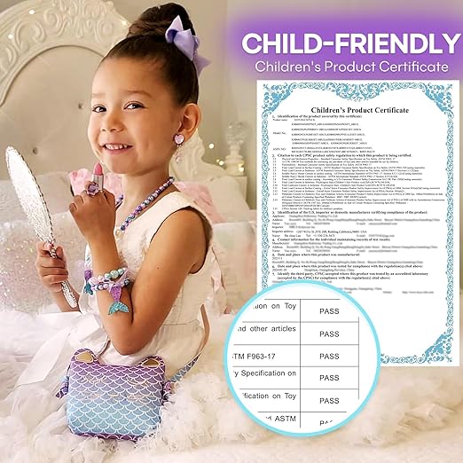 mibasies Purse for Little Girls Dress Up Jewelry Pretend Play Kids Accessories Mermaid Gifts nirvanaguru