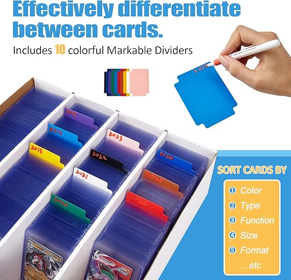 4 Pack Sports Card Boxes 3120 Count Cardboard Card Storage Box White Bulk Card Storage Baseball Card Boxes with 10 Dividers Sports Cards Storage Box for Card Game Baseball Card Storage Boxes nirvanaguru