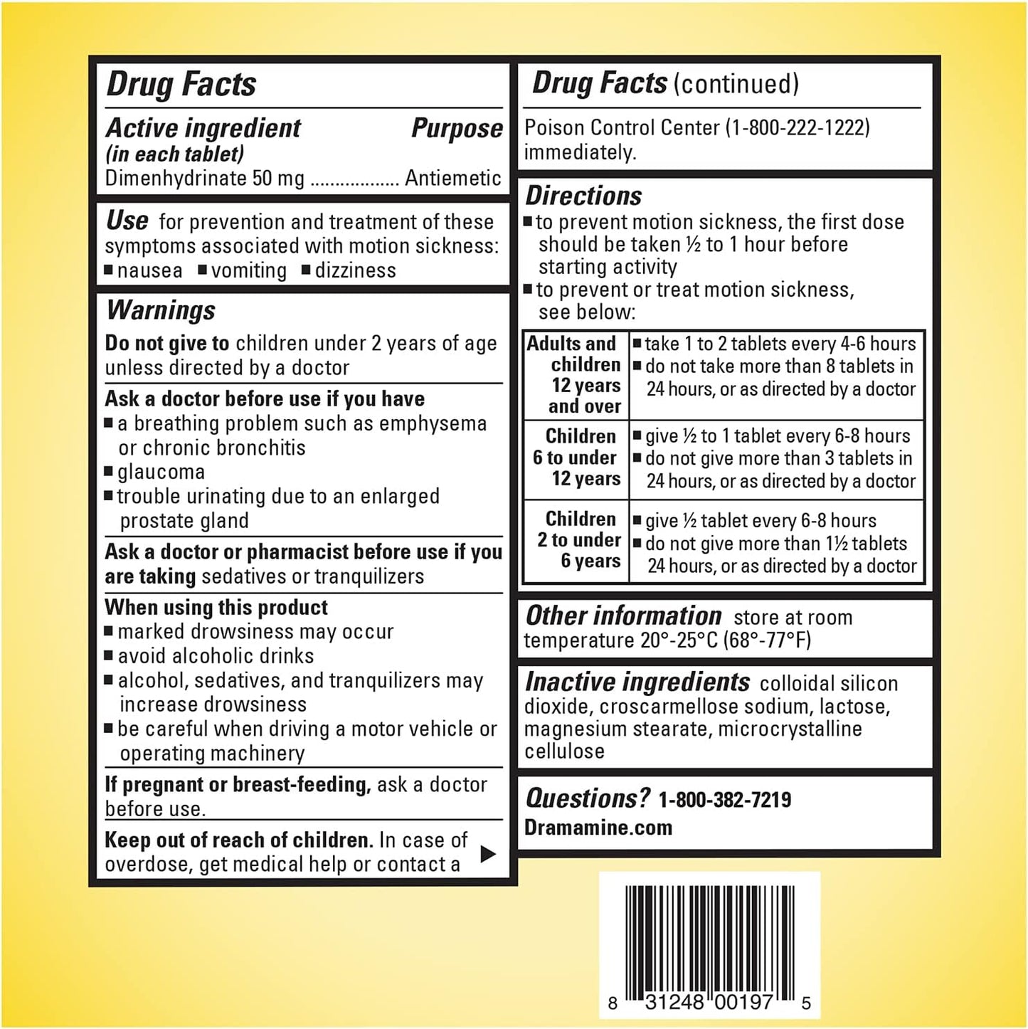 Dramamine Original, Motion Sickness Relief, 36 Count