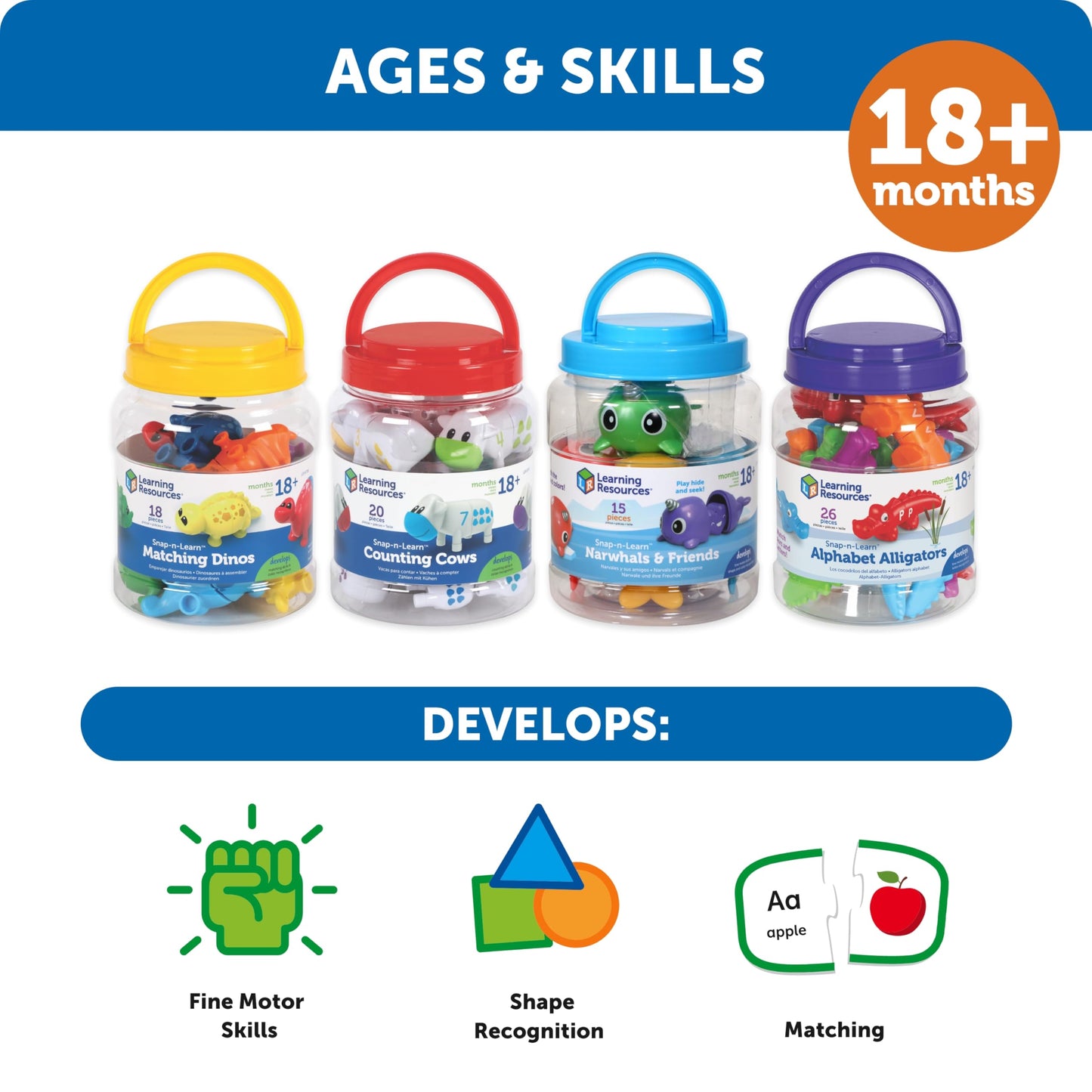 Learning Resources Snap-n-Learn Matching Dinos - Dinosaur Toys, Mini Plastic Figures, Sensory Bin, Toddler Travel Games, Shape Sorter, Preschool, Fine Motor Skills, Montessori Counting Nirvana Guru