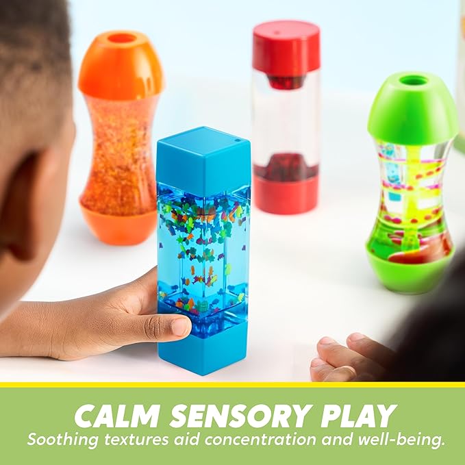 JOYIN 4-Pack Fidget Tubes for Kids, Sensory Tubes, Stress Relief Toy, Speech Therapy Materials, Calming Toys for Children with Autism, Calm Down Corner Classroom Supplies, School Gifts for Toddlers nirvanaguru