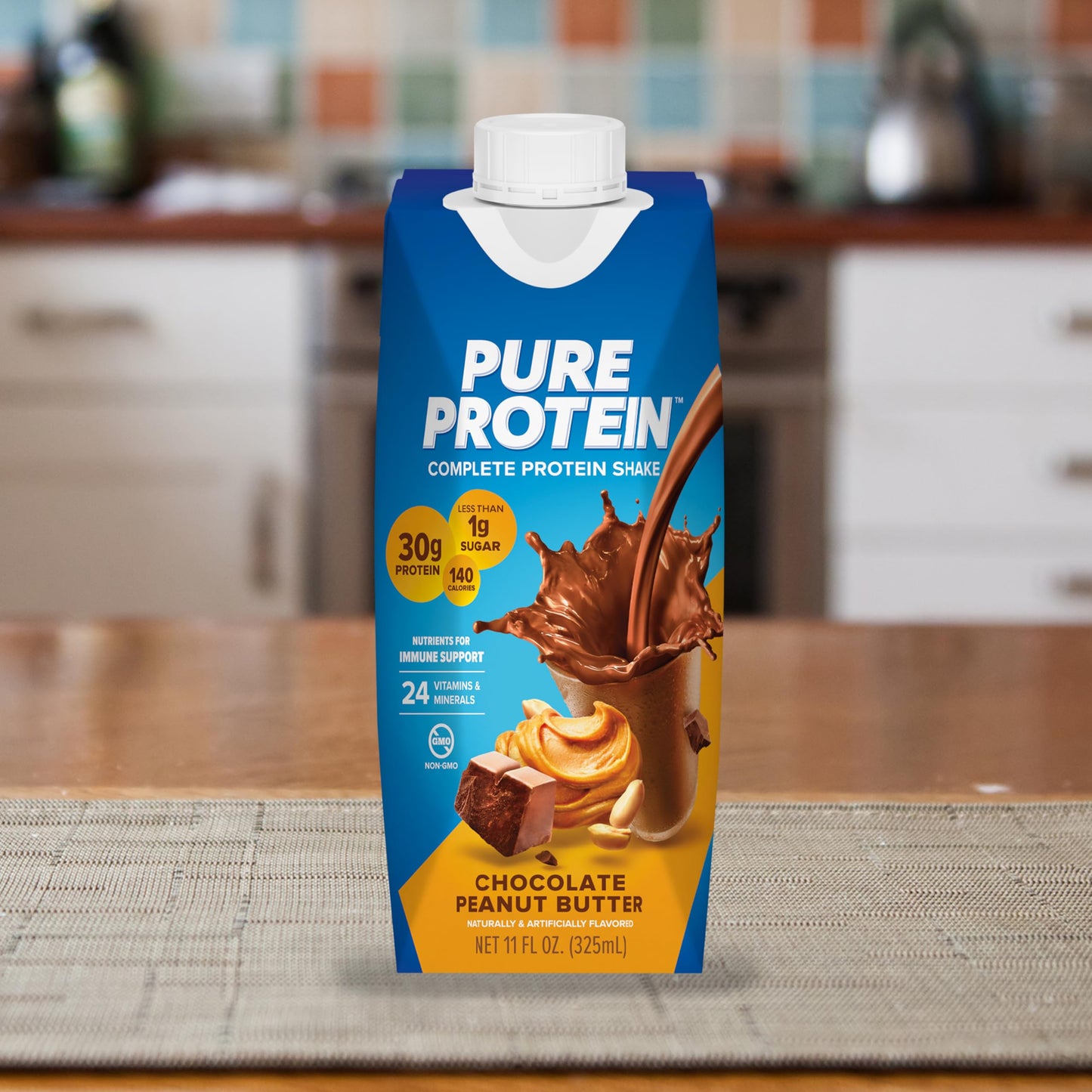 Pure Protein Vanilla Protein Shake, 30g Complete Protein, Vitamins A, C, D, and E plus Zinc to Support Immune Health, Ready to Drink and Keto-Friendly, 11oz Bottles, 12 Pack Nirvana Guru