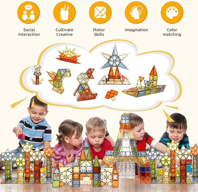 100 PCS Magnetic Tiles, Diamond Magnetic Blocks Building Set Magnet Tiles STEM Toys 3D Kids Preschool Educational Sensory Toys Gift for Toddlers Kids Boys Ages 3 4 5 6 7 8 9+ Year Old nirvanaguru