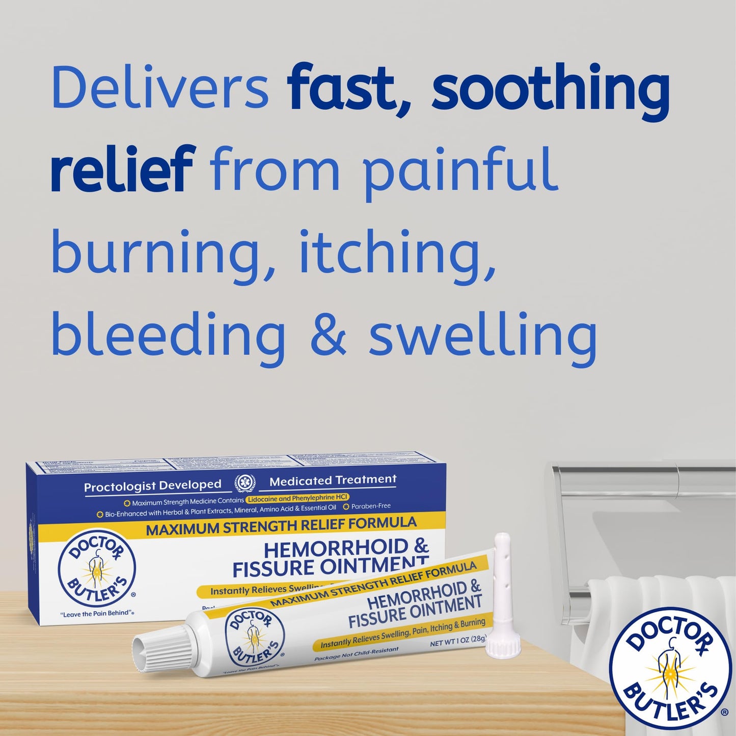 Doctor Butler’s Hemorrhoid & Fissure Ointment – Hemorrhoid Treatment and Hemorrhoid Cream with Lidocaine and Phenylephrine HCI for Fast Acting Relief of Pain, Swelling, Discomfort, and Itching (1 oz.)