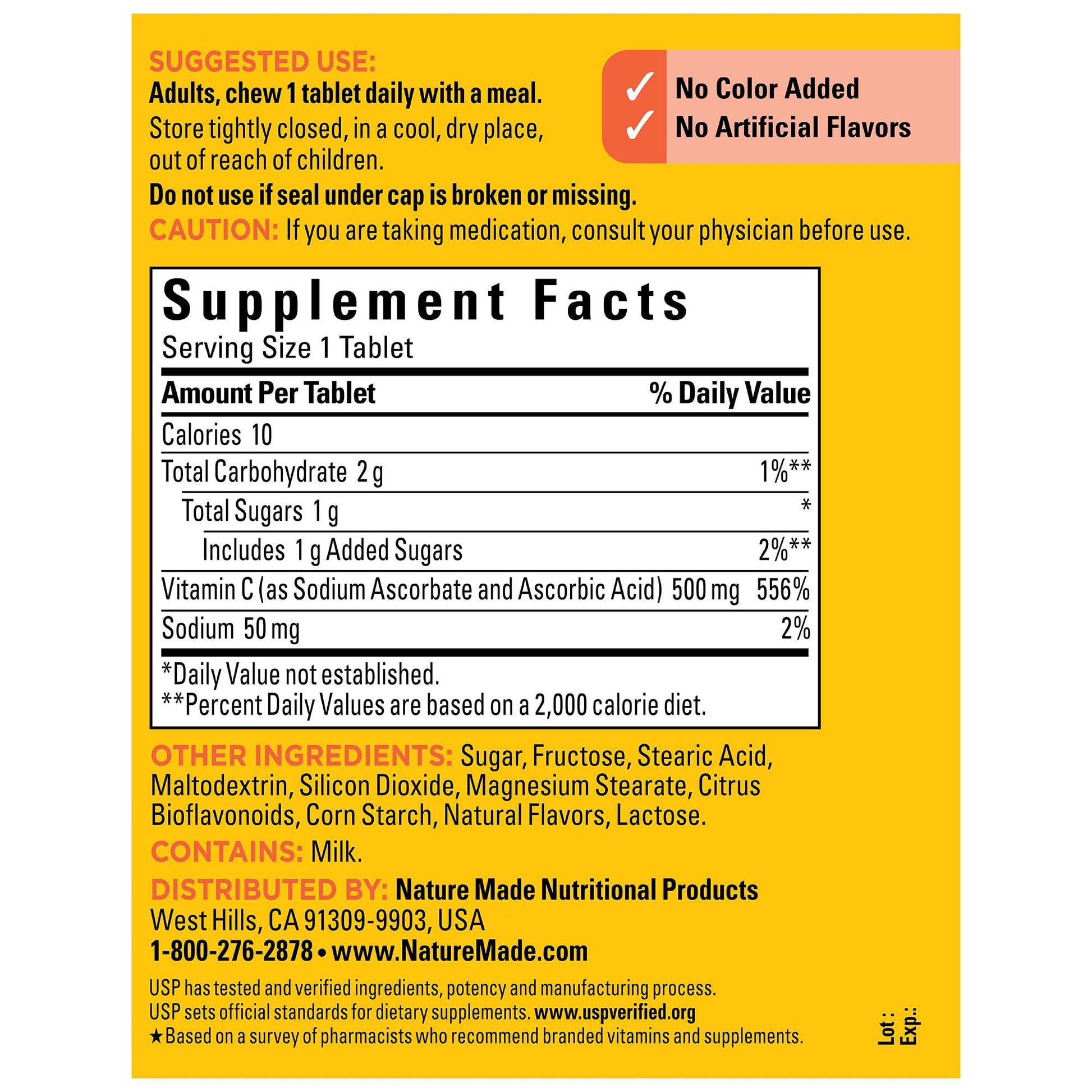 Nature Made Chewable Vitamin C 500 mg, Dietary Supplement for Immune Support, 150 Tablets, 150 Day Supply - Nirvana Guru