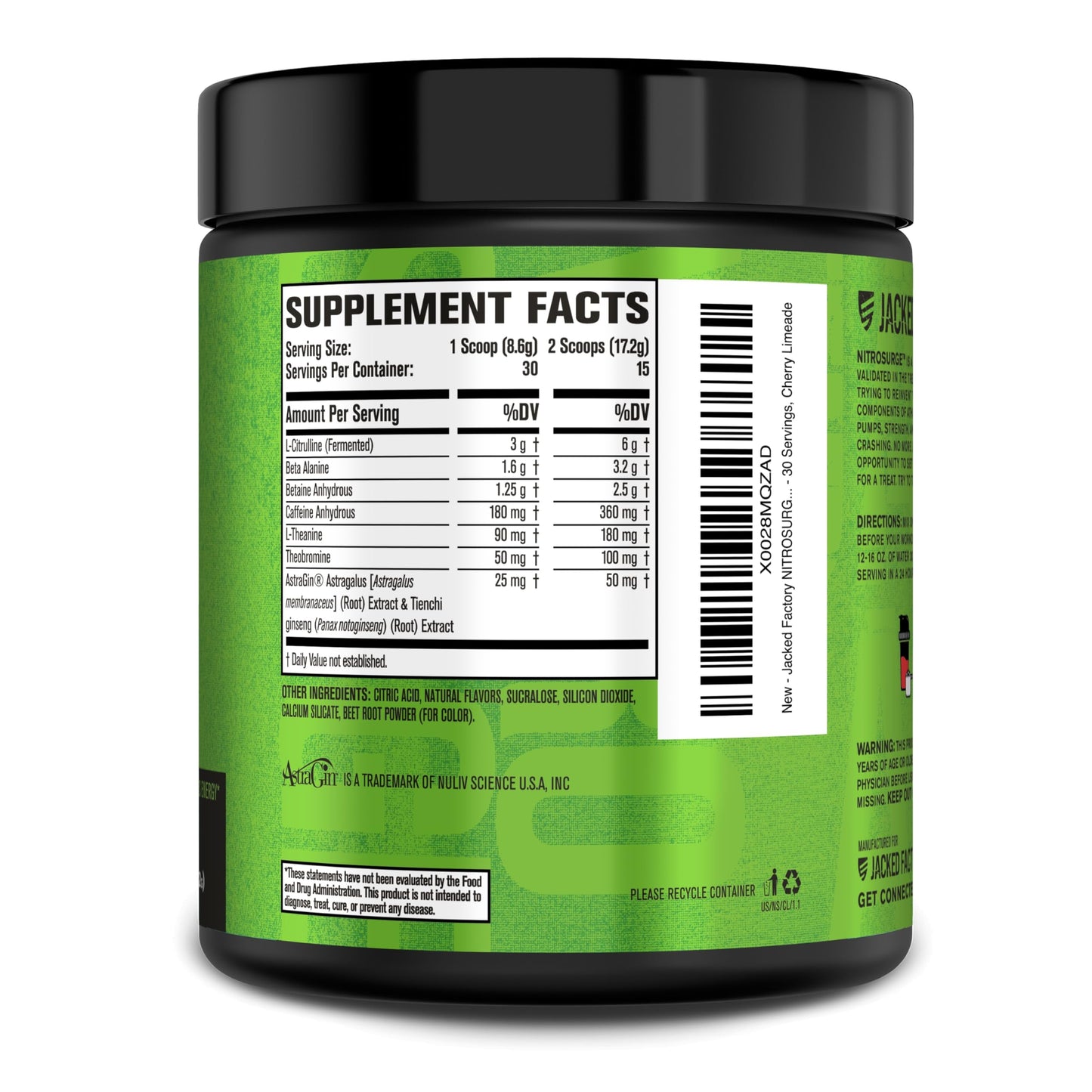 Jacked Factory NITROSURGE Pre Workout Supplement - Energy Booster, Instant Strength Gains, Clear Focus & Intense Pumps - NO Booster & Powerful Preworkout Energy Powder - 30 Servings, Blue Raspberry