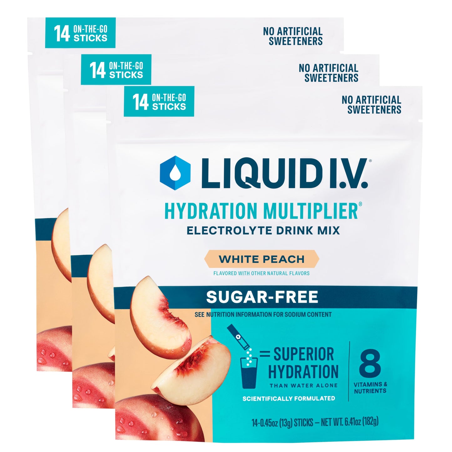 Liquid I.V.® Hydration Multiplier Sugar-Free - Rainbow Sherbet | Electrolyte Powder Drink Mix | 3 Pack (42 Servings) - Nirvana Guru