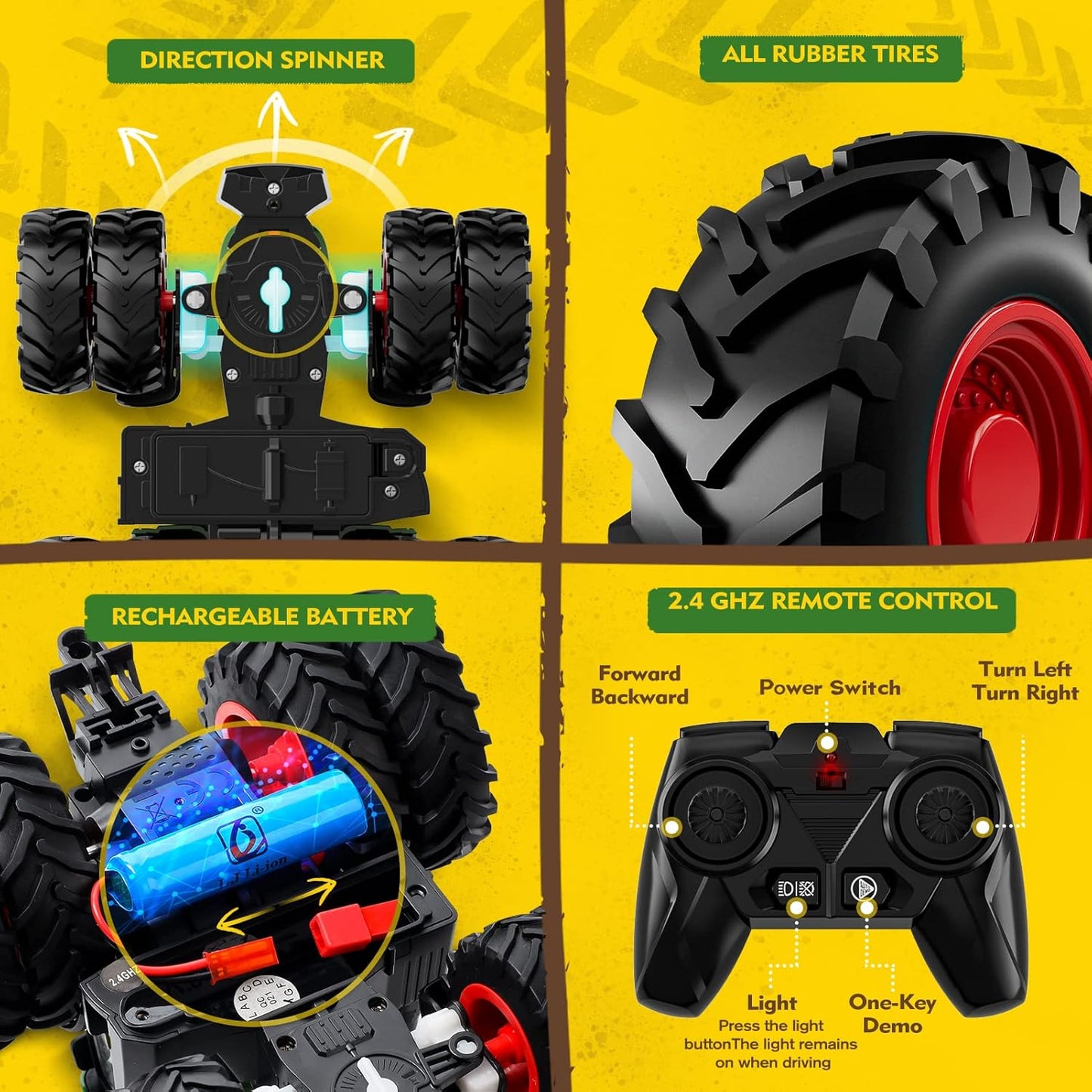 Remote Control Tractor Toy, Kids RC Tractor Set & Truck and Trailer Front Loader - Metal Car Head/8 Wheel/Light, Toddlers Farm Vehicle Toys for 3 4 5 6 7 8 9 Year Old Boys Girls Birthday Gift Nirvana Guru