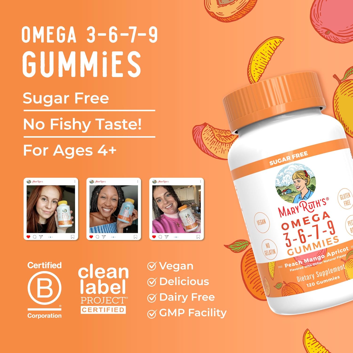 MaryRuth Organics Vegan Omega 3 6 7 9 Gummies | Up to 4 Month Supply | Omega 3 Supplement with Flaxseed Oil | Omega 3 Gummies | No Fish Taste | Non-GMO | 120 Count - Nirvana Guru