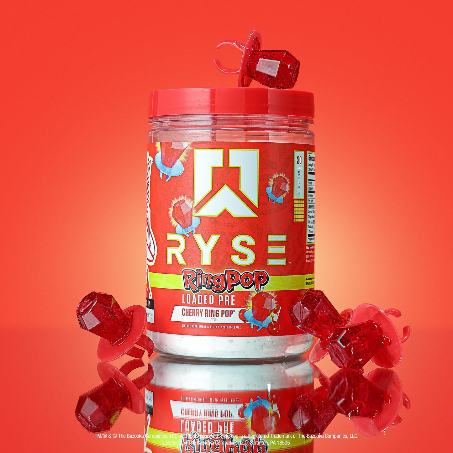 RYSE Loaded Pre Workout Powder - Ring Pop Cherry - Daily Pre-Workout for Men & Women with 325mg Caffeine, Beta Alanine, and Citrulline for Pump, Focus, and Energy - 30 Servings Nirvana Guru