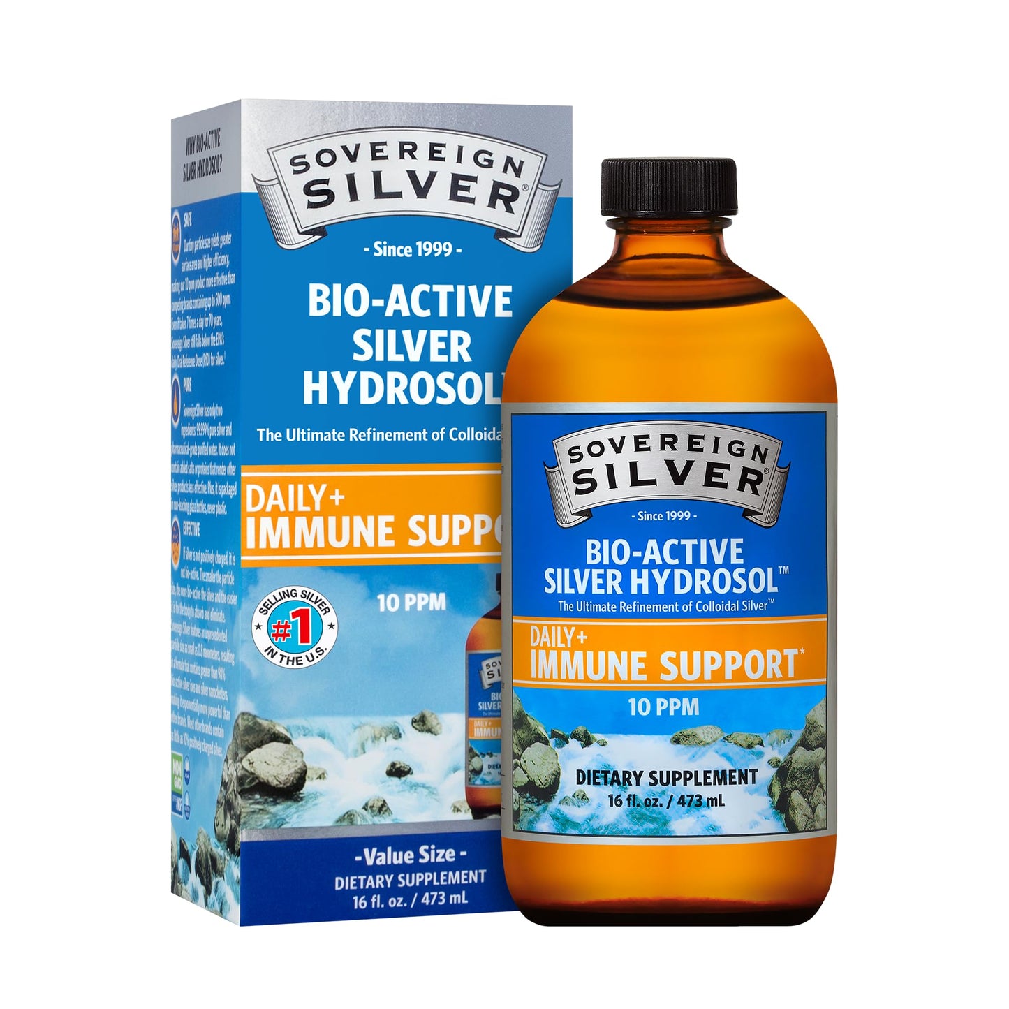 Sovereign Silver Immune Support - Colloidal Silver, Bio-Active Silver Hydrosol, 10 ppm, Liquid Dropper, 4 Fl Oz, (118 mL) Nirvana Guru