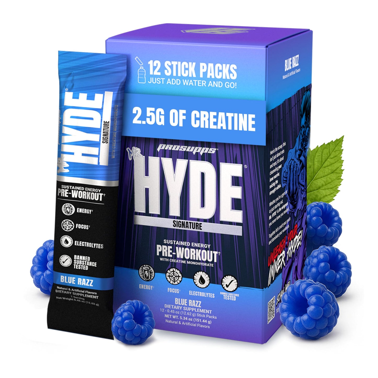 PROSUPPS Mr. Hyde Signature Pre Workout Powder with Creatine, Beta Alanine & Caffeine - Performance, Energy & Endurance - Clean Fitness & Gym Supplements for Men & Women (Blue Razz, 30 Servings) Nirvana Guru