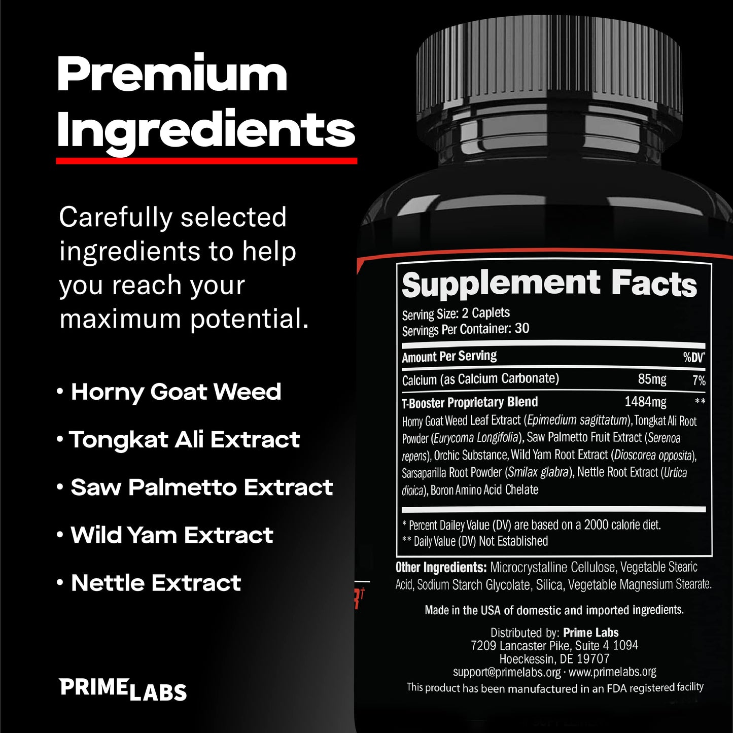 Prime Labs - Men's Testosterone Booster - Stamina, Endurance, & Strength Booster - 60 Caplets Nirvana Guru