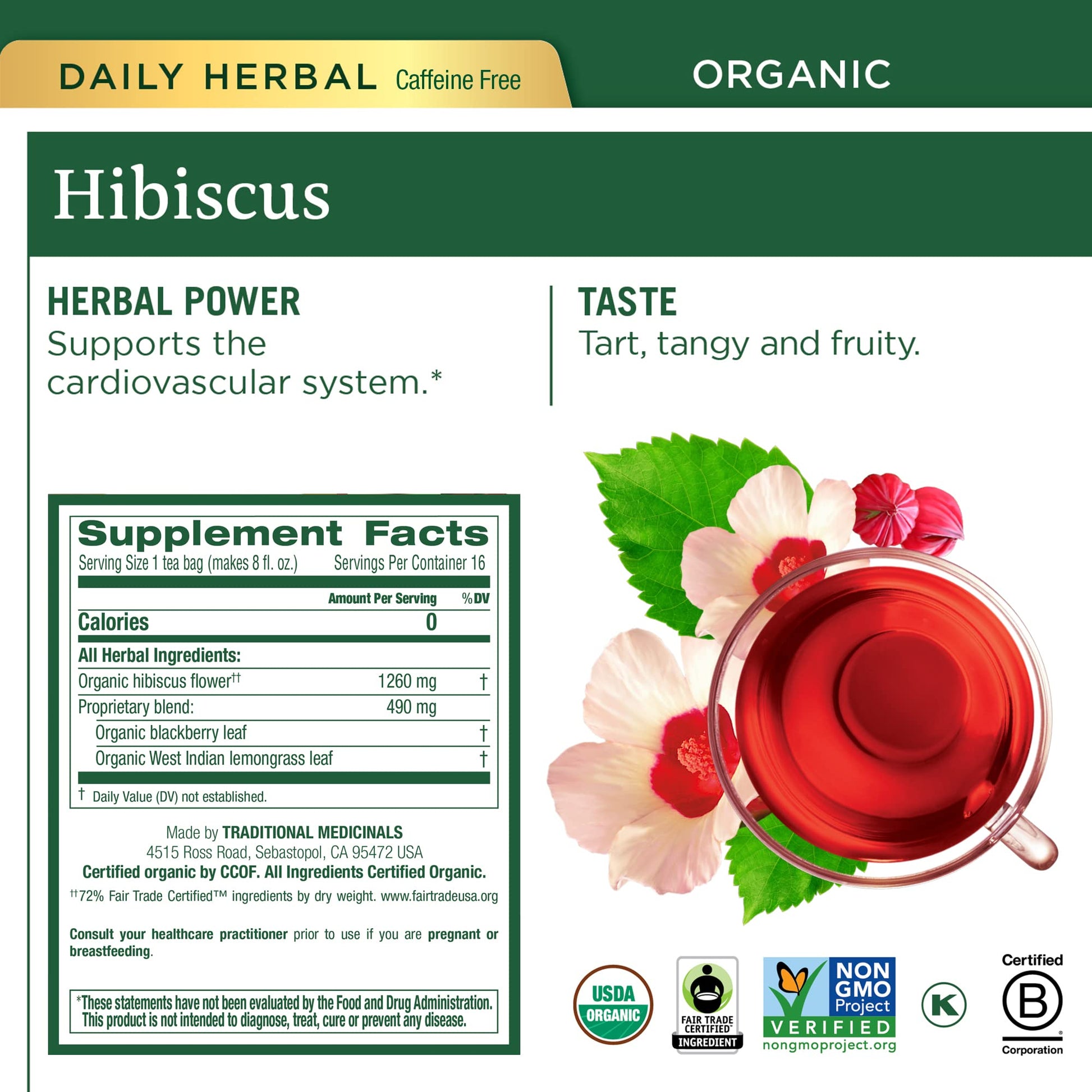 Traditional Medicinals Organic Red Clover, Caffeine Free, 16 Wrapped Tea Bags, 1.13 oz (32 g) - Nirvana Guru