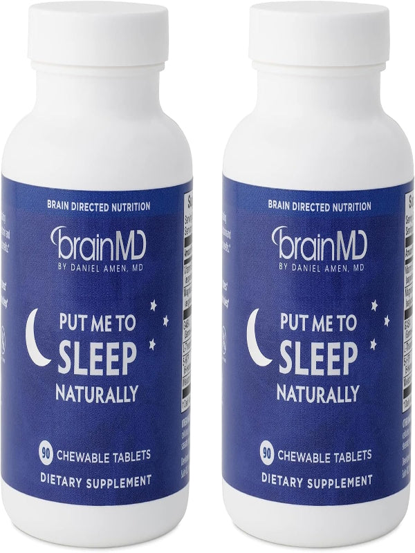 BRAINMD Dr Amen Put Me to Sleep Naturally - 90 Chewable Tablets, Pack of 2 - with Melatonin, L-Theanine, Magnesium, GABA, Vitamin B6 & 5-HTP - Gluten Free - 90 Total Servings Nirvana Guru