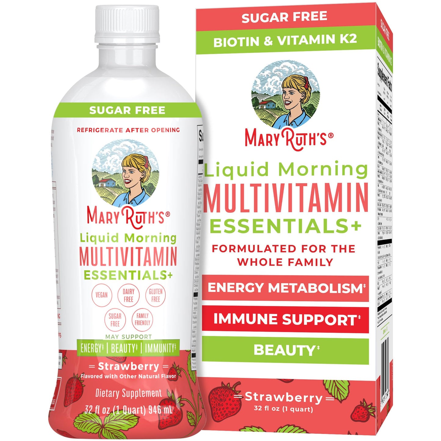 MaryRuth's Liquid Morning Multivitamin Essentials+ | Vitamin A C D E B6 B12 Biotin Zinc | Mens Womens Multivitamin | Immune Support | Beauty | Sugar Free | Vitamins for Ages 1+ | Vegan | 32 Fl Oz - Nirvana Guru