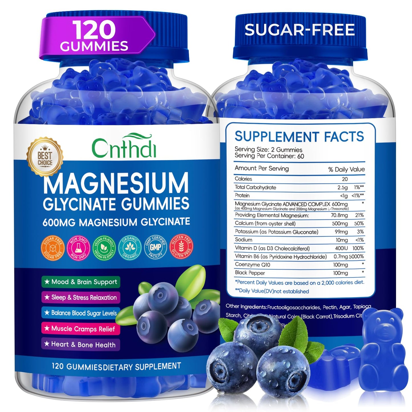 Magnesium Glycinate Gummies 600mg, High Absorption Magnesium Gummies with L-Threonate, Calcium, Vitamin B6, D3, Sugar Free Chews for Adults & Kids Relaxation, Stress Relief, Night Rest Nirvana Guru